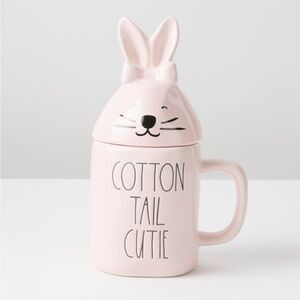 Rae Dunn “Cotton Tail Cutie” Pink Bunny Mug with Topper